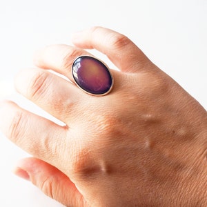 Sterling Silver Large Mood Ring, Cocktail Ring image 8