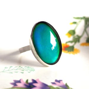 Sterling Silver Large Mood Ring, Cocktail Ring image 5