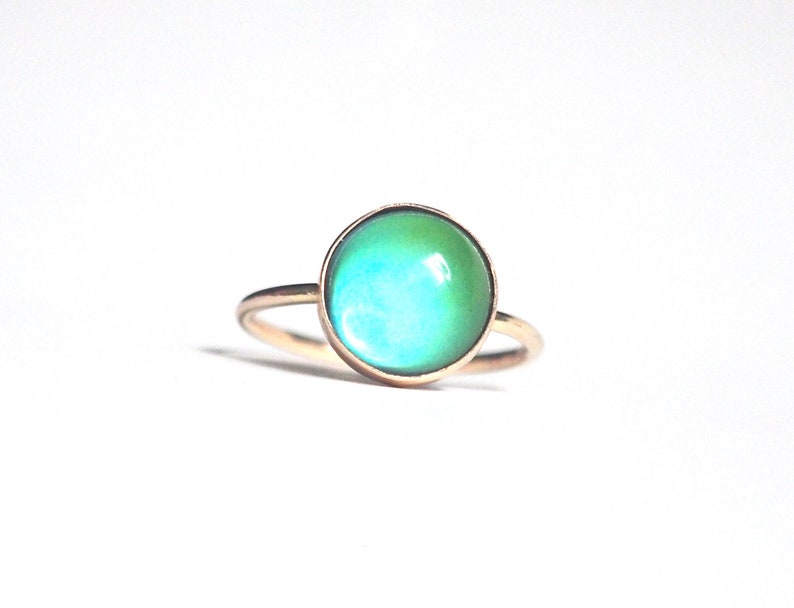 Mood Ring, 14kt Gold, Color Changing Stone image 7