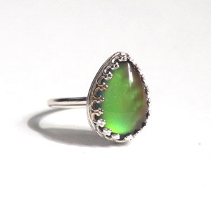 Medium Teardrop Mood Ring in Sterling Silver with Color Changing Stone image 7