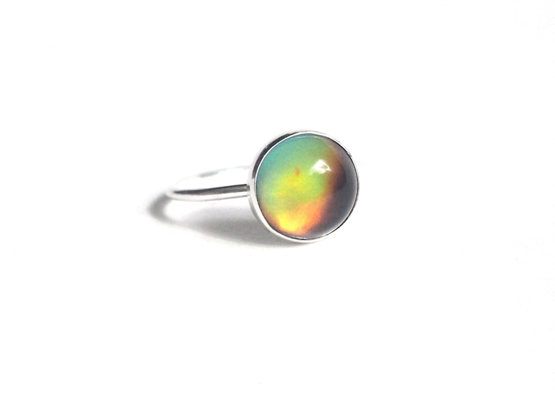 Mood Ring Medium in Sterling Silver with Color Meaning Chart image 3