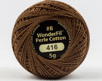 Wonderfil Eleganza, 8wt, 5-Gram, Solid Perle Cotton Ball, 42yd, Dark Chocolate 416