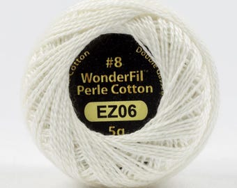 Wonderfil Eleganza, Snow Globe Color 6, 8wt, 5-Gram, Solid Perle Cotton Ball, 42yd