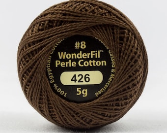 Wonderfil Eleganza, 8wt, 5-Gram, Solid Perle Cotton Ball, 42yd, Bakers Chocolate 426