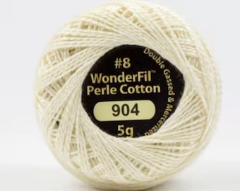 Wonderfil Eleganza, Cream 904, 8wt, 5-Gram, Solid Perle Cotton Ball, 42yd