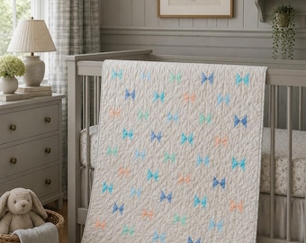 Handmade Pastel Bow Patchwork Baby Quilt