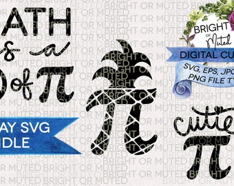 Pi Day SVG Bundle | Pi Day Shirt Cut Files | Math Puns for Funny Pi Day Jokes | Math Teacher SVG Digital Cut File Bundle
