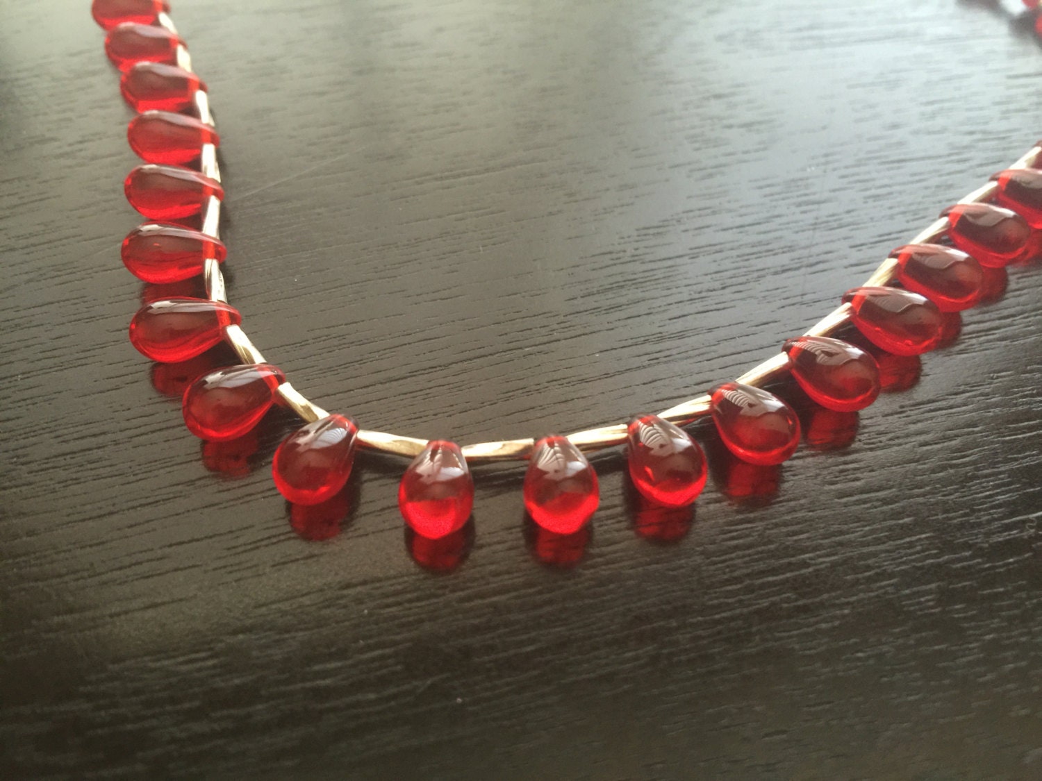 Necklace Red Glass Beads and Silver Tone Beads 18 Inches HN20 - Etsy
