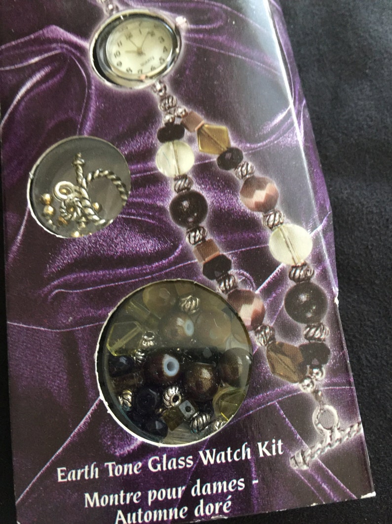 Watch Kit Glass Beaded Black and Silver Purple or Brown Etsy