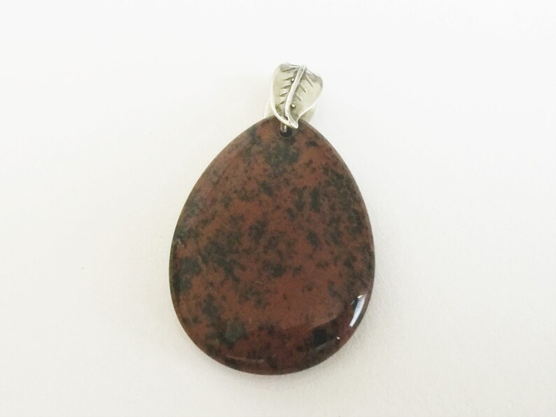 Pendant Red Brown and Black Obsidian Gem Stone With Sterling - Etsy