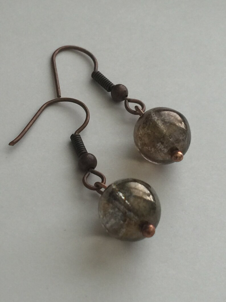 Earrings Copper Tone With Copper Gold Round Bead Earwire Hooks Etsy