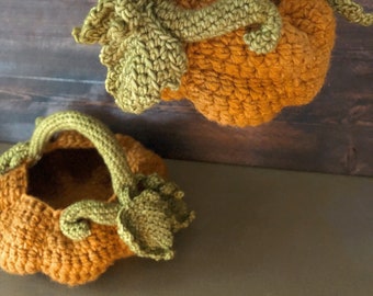 CROCHET PATTERN Pumpkin Baskets  Digital Download