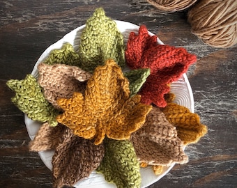 CROCHET PATTERN Autumn Leaves Pattern Set Digital Download Autumn Collection Crochet Leaf Pattern