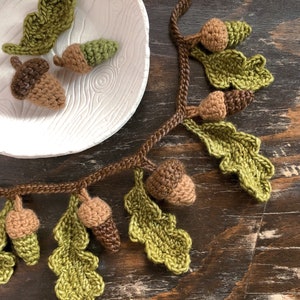 CROCHET PATTERN Acorns and Oak Leaves Pattern Set Digital Download Autumn Collection image 1