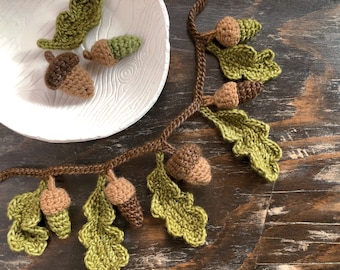 Crochet pattern PDF: Acorns & Oak Leaves (digital download)