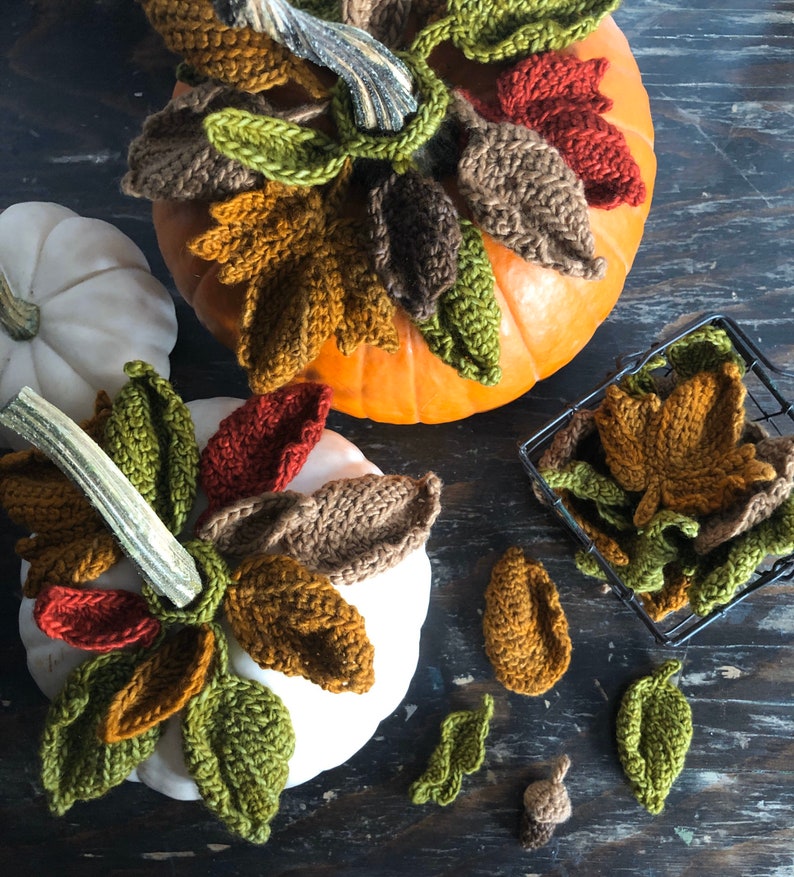 CROCHET PATTERN Autumn Leaves Pattern Set Digital Download Autumn Collection Crochet Leaf Pattern image 4