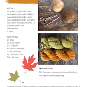 CROCHET PATTERN Autumn Leaves Pattern Set Digital Download Autumn Collection Crochet Leaf Pattern image 3