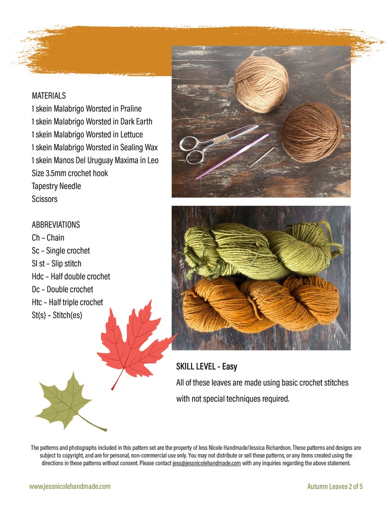 CROCHET PATTERN Autumn Leaves Pattern Set Digital Download Autumn Collection Crochet Leaf Pattern image 3