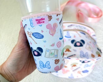Magical Girly Drink Sleeve - Coffee Sleeve - Character Iced coffee sleeve | Iced Drink - Girly cup sleeve