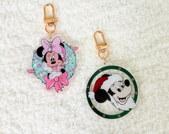 Disney ミニー クリスマス キーホルダー レトロディズニー ミニーマウス ディズニー ミニーマウス メタルキーホルダー ミニーキーリング