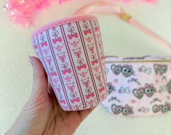 Sweethearts Girly Drink Sleeve | Character Iced coffee sleeve | Iced Drink | Girly cup sleeve | Happiest Place Friends