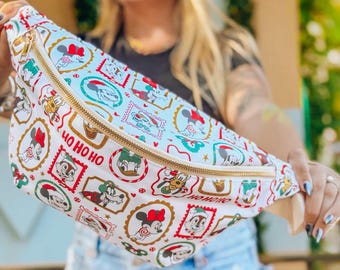 Holiday Stamps Characters XL Belt Bag- Christmas Holiday Belt Bag - Magical Characters