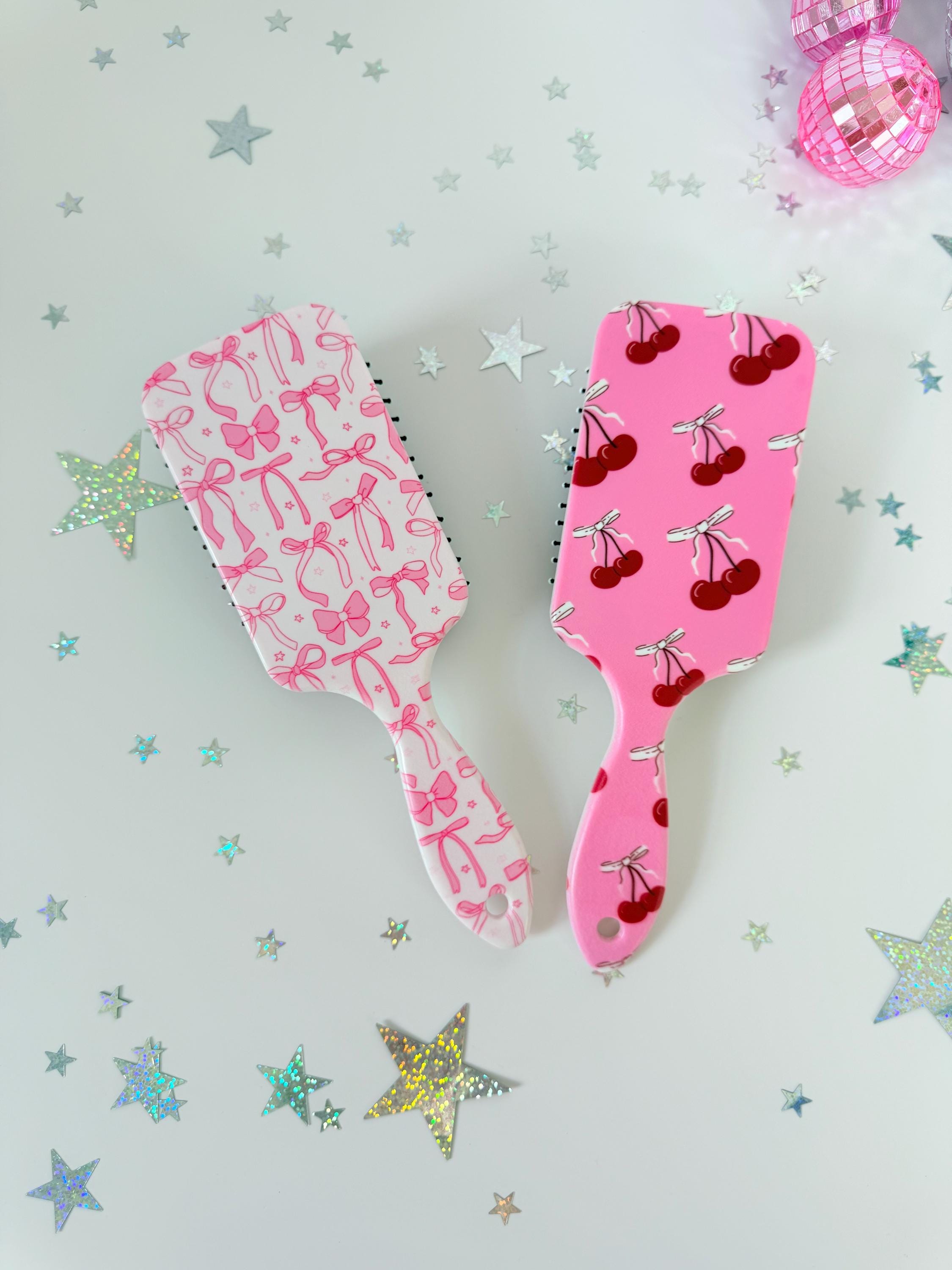 Coquette Bow Cherries Hair Brush | Pink Brush | Bow Hair  display picture 2