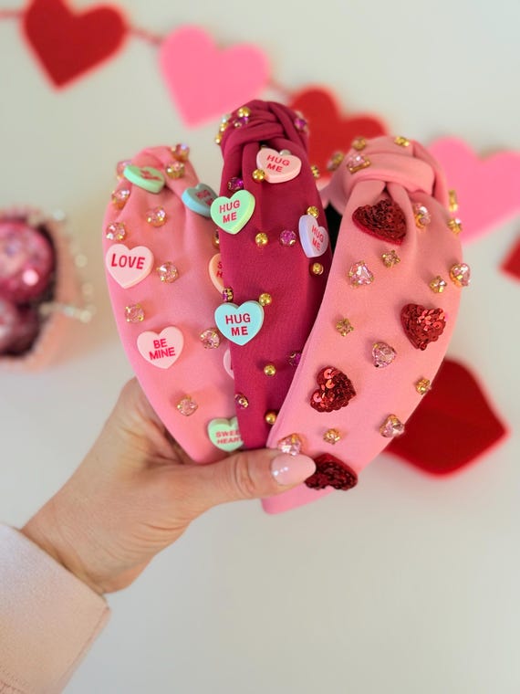 Hearts Embellished Headband - Candy Hearts Headband - Girly  display picture 1