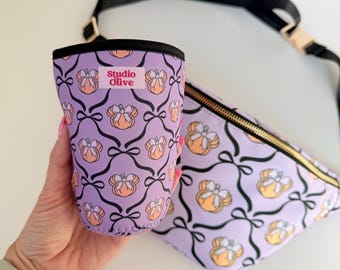 Girly Pumpkins Drink Sleeve - Purple Bows Coffee Sleeve - Halloween Character Iced coffee sleeve - Iced Drink - cup sleeve