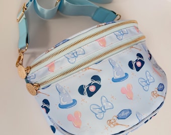 Sac banane bandoulière à double fermeture éclair bleu magique pour fille - Sac bandoulière - Sac banane Parks - Personnages magiques
