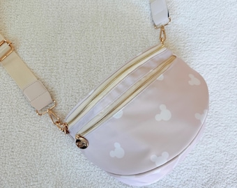 Magische Beige Neutrale Crossbody Gürteltasche mit Doppel-Reißverschluss - Parks Gürteltasche - Magische Charaktere