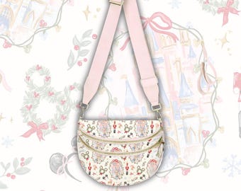 PREORDER Fairytale Nutcracker Double Zipper Crossbody Belt Bag - Holiday Crossbody Purse - Parks Belt Bag - Magical Characters