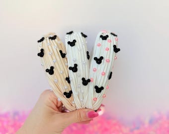 Zauberhaftes Mäuseohren verschönertes Haarband - Zauberhaftes Stirnband - Girly Stirnband - Perlenstirnband - Mama passend