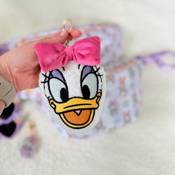 Daisy Plush Bag Charm Keychain - Embroidered Bag Charms - Keychain Accessories - Stylish Cute Keychain