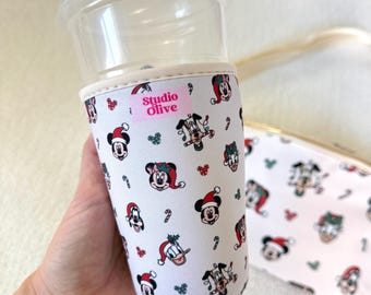 Christmas Characters Drink Sleeve | Character Iced coffee sleeve | Iced Drink | Matching cup sleeve | Happiest Place Friends
