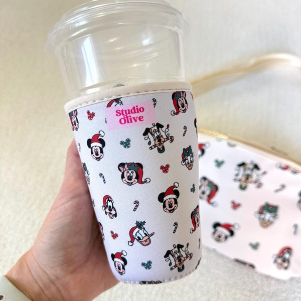 Christmas Characters Drink Sleeve | Character Iced coffee sleeve | Iced Drink | Matching cup sleeve | Happiest Place Friends
