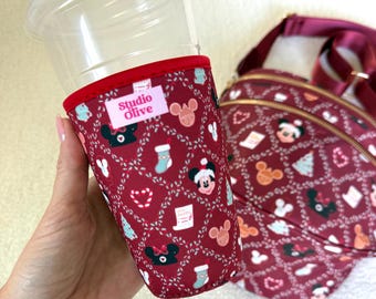 Christmas Drink Sleeve | Character Iced coffee sleeve | Iced Drink | Matching cup sleeve | Happiest Place Friends