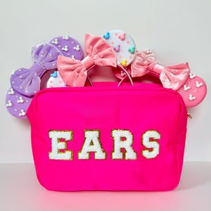 Zauberhafte Ohrentasche - Individuelle Ohrentasche - Ohren mit Chenille Patches - XL Nylon Tasche - Nylon Beutel Tasche
