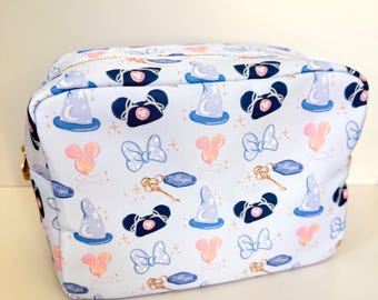 Magical Girly Blue XL Zipper Pouch - Cosmetics Bag - Girly Bag - EARS Bag - Happiest Place Snacks