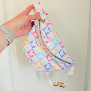 Mouse Colorful Checker Kids Fanny Pack- Theme Park Inspired - Cute Belt Bag - Magical Mouse Small Fanny Pack