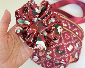 Mouse Christmas Hair Scrunchie - Holiday Satin Hair Scrunchie - 2 inch Scrunchie - Hair Accessory