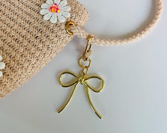 Bow Keychain - Bow Coquette Keychain - Gold Silver Bow - Bow Accessories - Girly Keychain - Girly Gift - Coquette Bow