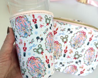 Fairytale Christmas Drink Sleeve | Character Iced coffee sleeve | Iced Drink Coozie | Matching cup sleeve | Happiest Place Friends