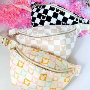 Magical Mouse Checker Fanny Pack - Women’s Fanny Pack - Checker Bag - Checker Purse - Happy Place - Mouse Ears Purse - Mouse Checker