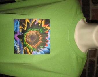 Neon Sunflower Lime Green Tshirt Size Medium