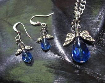 Blue Angel earrings and necklace