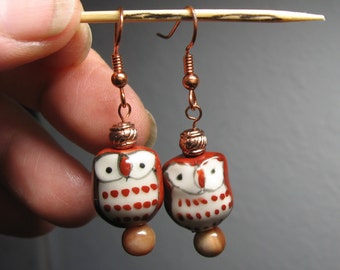 Brown Owl Earrings