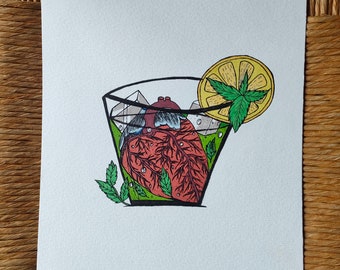 Dessin/Illustration - Kanpai ! - Fait aux feutres Promarker - Mojito, cocktail, été, summer, estival