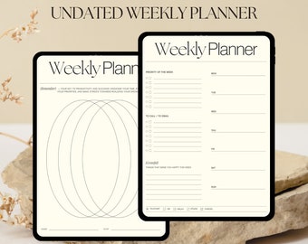 Digital Weekly Planner, Undated Weekly Planner, iPad Weekly Planner, Minimalist Planner, iPad Planner, GoodNotes Planner, Notability Planner