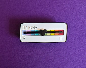 Interactive 'My Mood' Slider Enamel Pin - Colorful Mood Meter Lapel Pin, Emotion Display Badge, Unique Conversation Starter